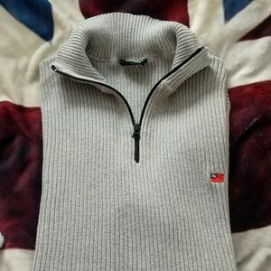 🇺🇸Polo Jeans Co.®️🇺🇸 Zip~Up Mock Sweater GreyL